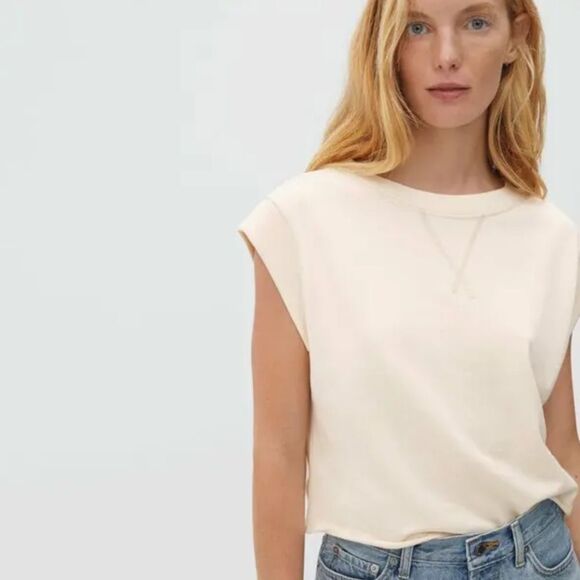 Everlane Lightweight French Terry Cropped Muscle Tank in Canvas | Small - Picture 1 of 6